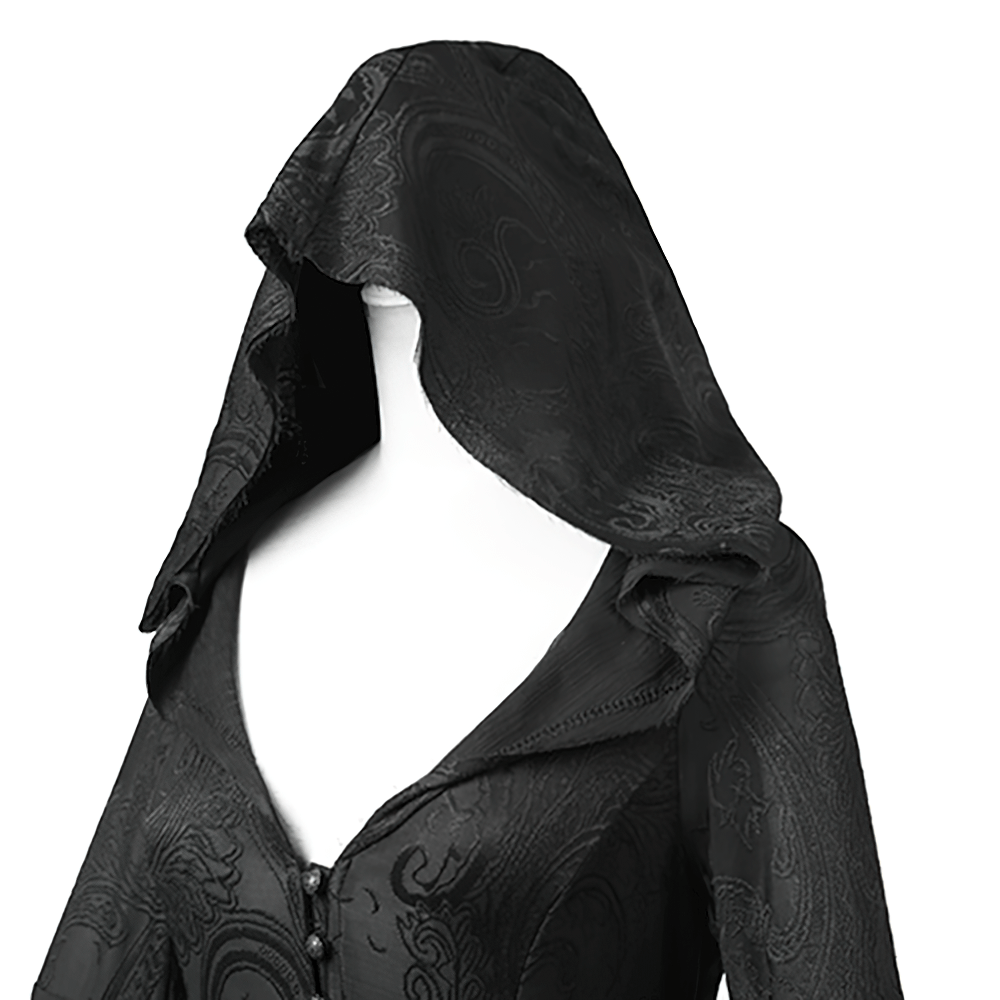 Manteau gothique en velours vintage avec capuche pour femme