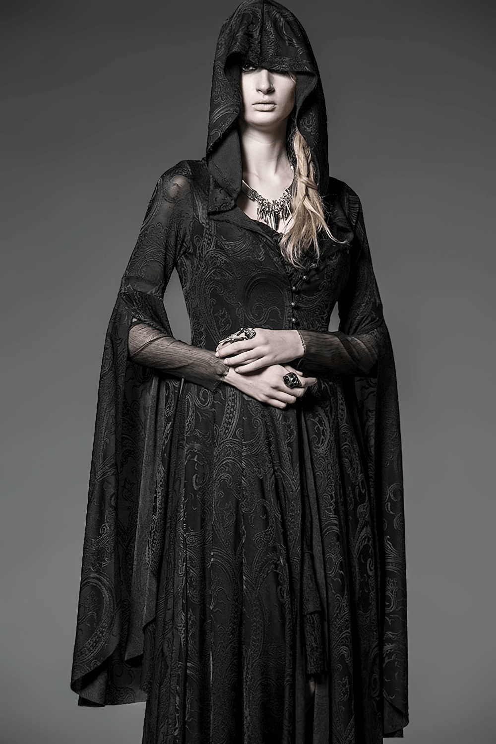 Vintage Gothic Cape mit Kapuze und langen Ärmeln für Damen