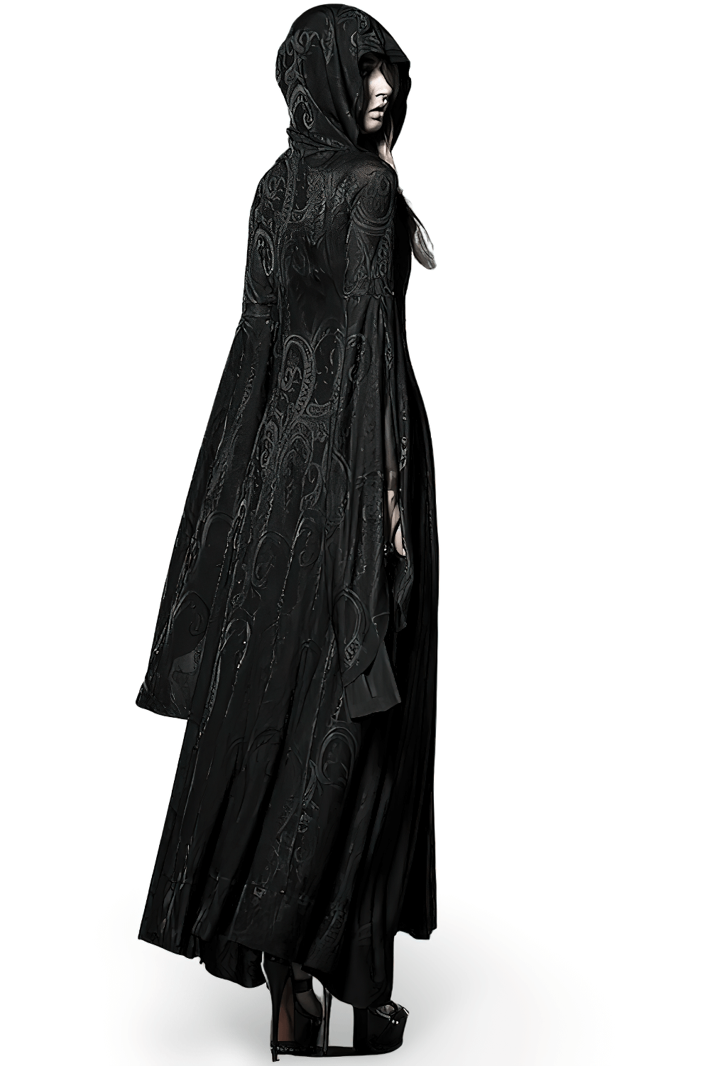 Abrigo gótico de terciopelo vintage con capucha para mujer
