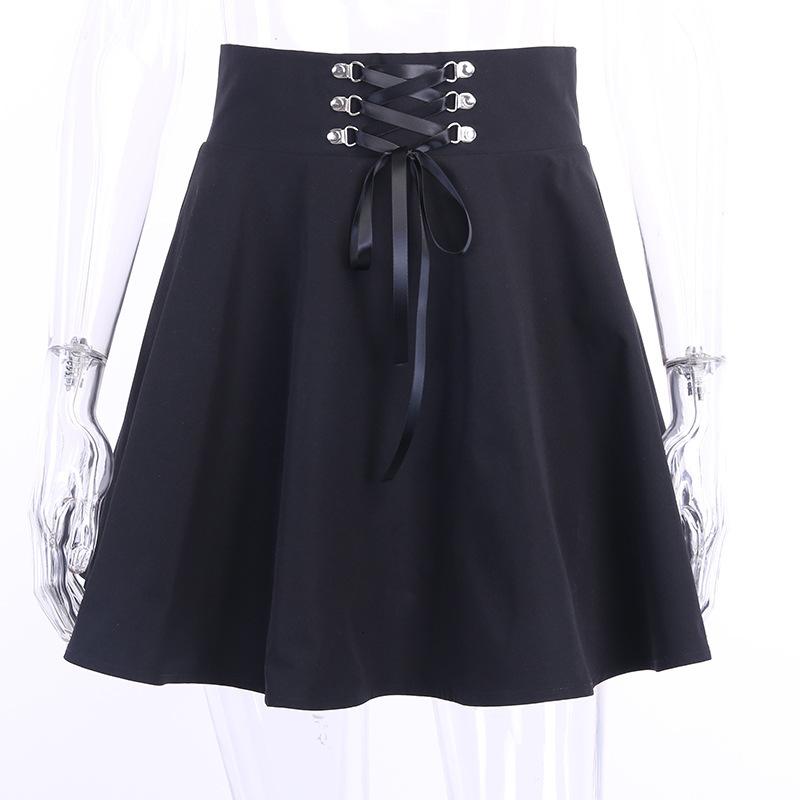 Vintage Gothic Pleated Skirts / Punk Grunge Bandage Rivet Skirt / Alternative Fashion outfit - HARD'N'HEAVY