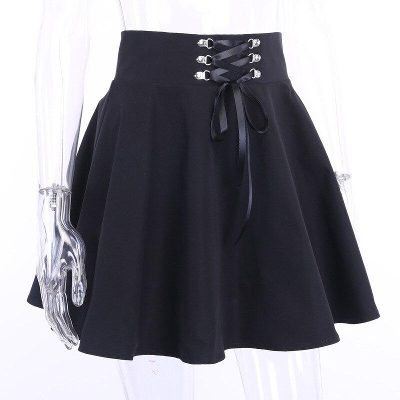 Vintage Gothic Pleated Skirts / Punk Grunge Bandage Rivet Skirt / Alternative Fashion outfit - HARD'N'HEAVY