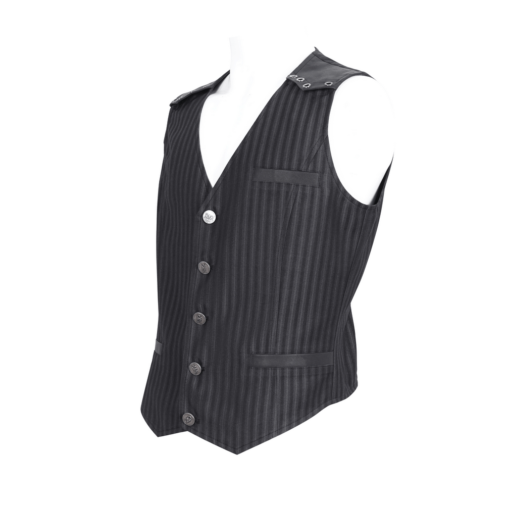 Vintage Gothic Striped V-Neck Waistcoat for Men