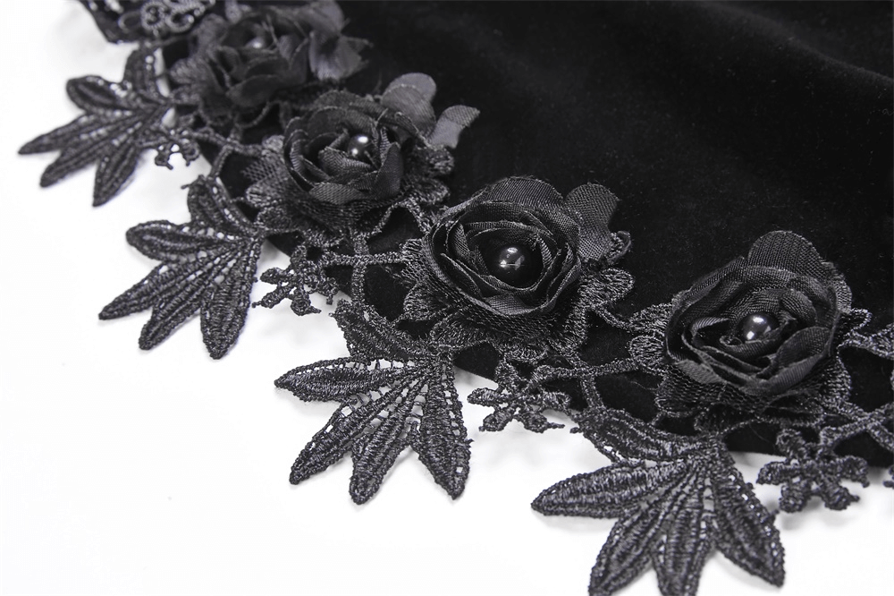 Vintage Gothic Velvet Bolero with Lace Sleeves