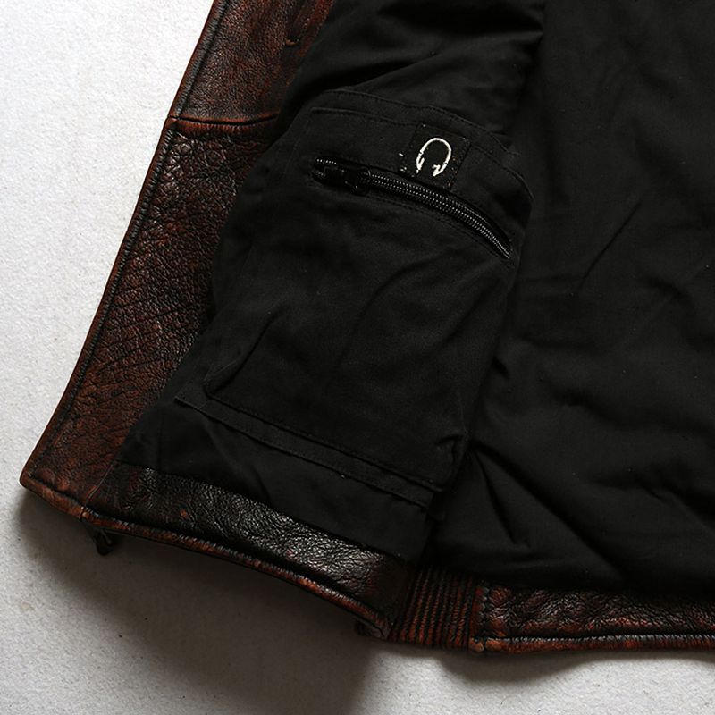 Vintage Heavy Genuine Leather Motorcycle Biker Vest for Men / Rock Style Sleeveless Waistcoats - HARD'N'HEAVY