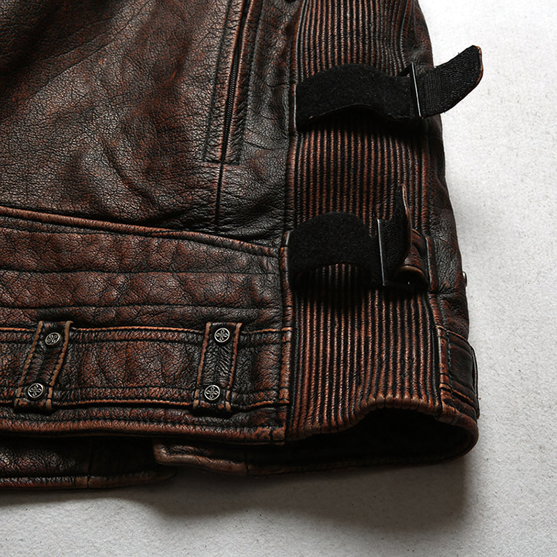 Vintage Heavy Genuine Leather Motorcycle Biker Vest for Men / Rock Style Sleeveless Waistcoats - HARD'N'HEAVY