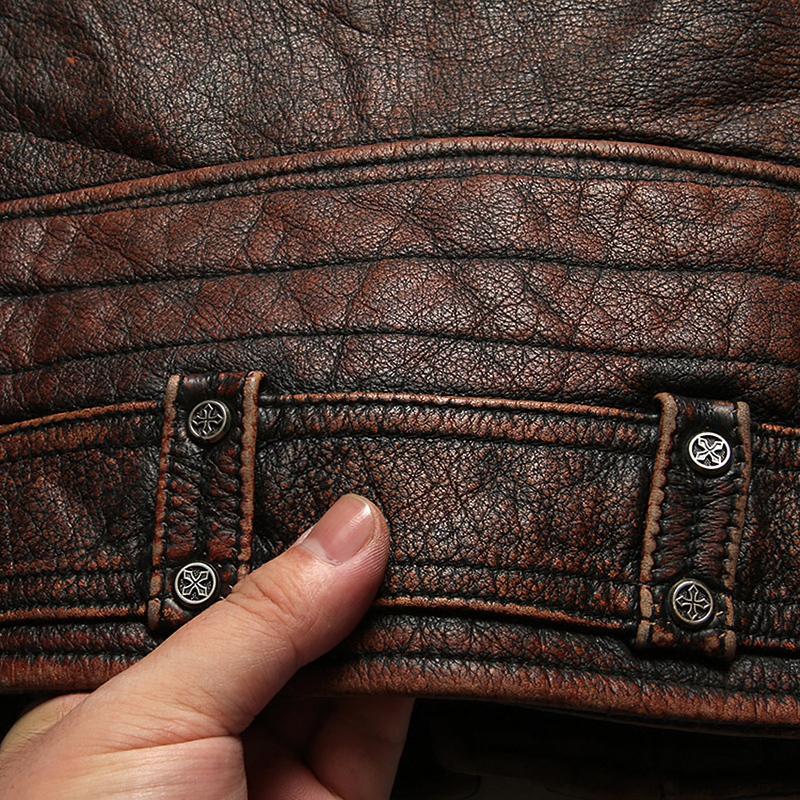 Vintage Heavy Genuine Leather Motorcycle Biker Vest for Men / Rock Style Sleeveless Waistcoats - HARD'N'HEAVY
