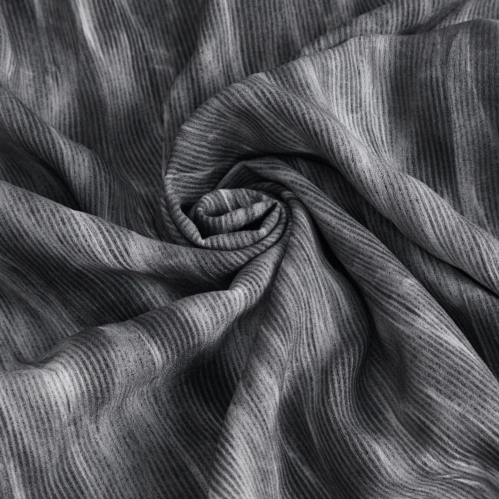 Textured black and gray fabric with a swirling pattern, perfect for Gothic-style garments.
