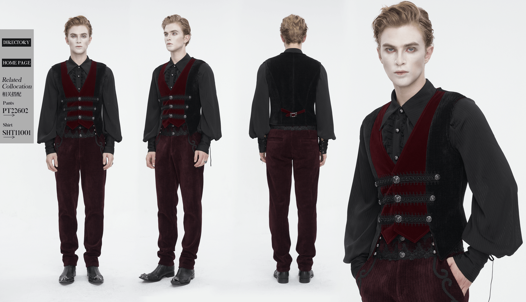 Men's vintage irregular velvet V-neck waistcoat with buttons, showcasing alternative elegance and classic charm.