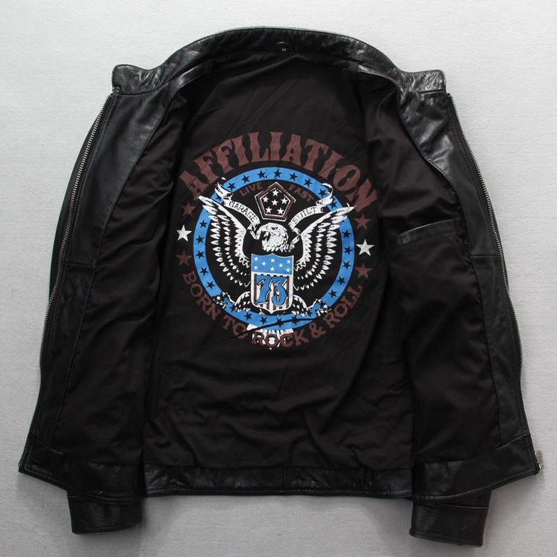 Vintage Leather Biker Jacket With Cross / Retro Black Men Motorcycle Rock Style Jacket / Cowhide - HARD'N'HEAVY
