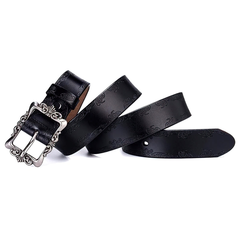 Vintage Luxury Women's Genuine Leather Belt / Fashion Engraved Belts for Jeans - HARD'N'HEAVY