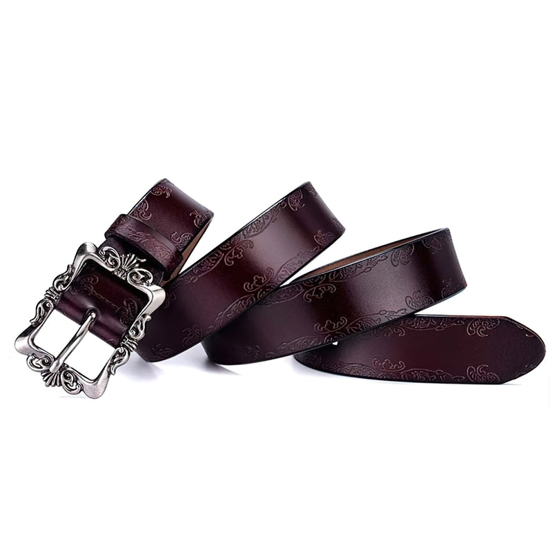 Vintage Luxury Women's Genuine Leather Belt / Fashion Engraved Belts for Jeans - HARD'N'HEAVY