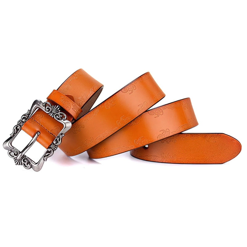 Vintage Luxury Women's Genuine Leather Belt / Fashion Engraved Belts for Jeans - HARD'N'HEAVY