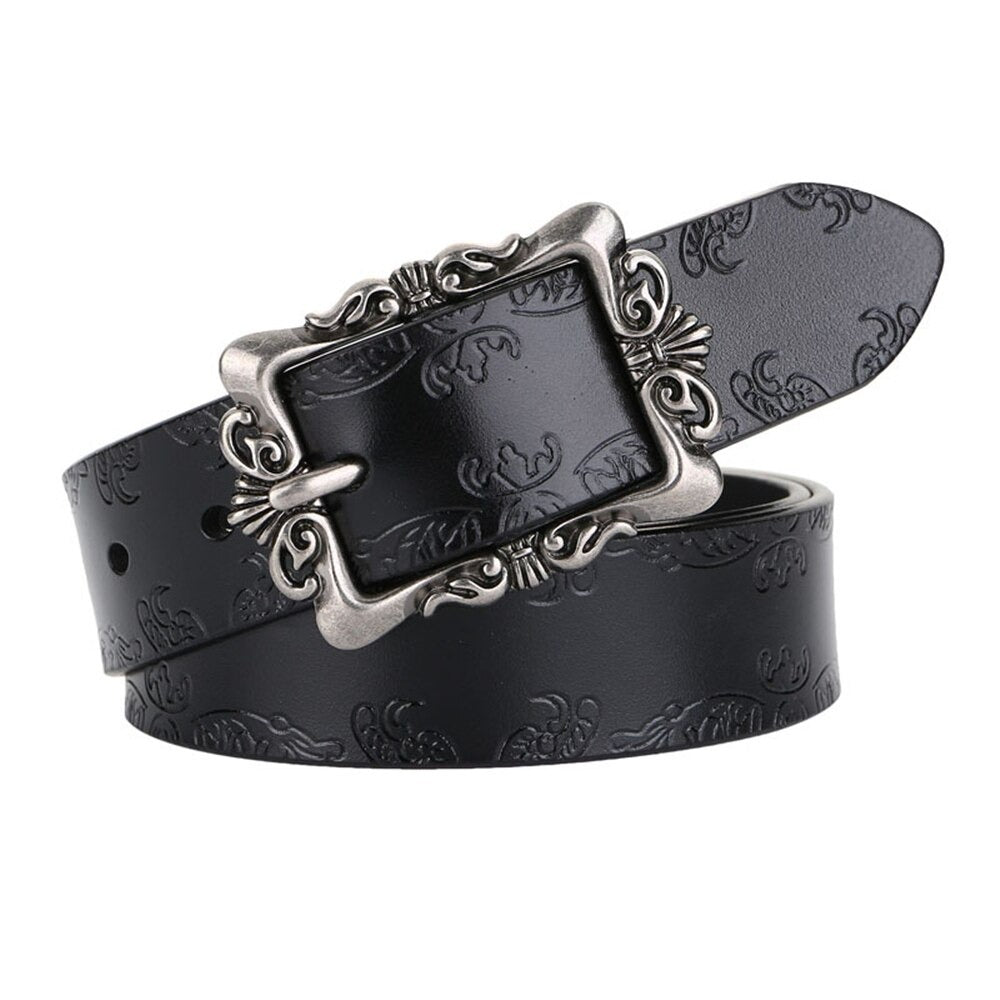 Vintage Luxury Women's Genuine Leather Belt / Fashion Engraved Belts for Jeans - HARD'N'HEAVY