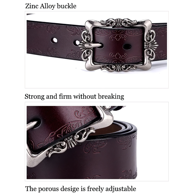 Vintage Luxury Women's Genuine Leather Belt / Fashion Engraved Belts for Jeans - HARD'N'HEAVY