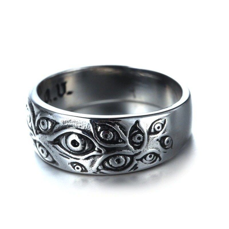 Vintage Punk Ring with Carved Eyes / Unisex Zinc Alloy Ring in Alternative Style - HARD'N'HEAVY