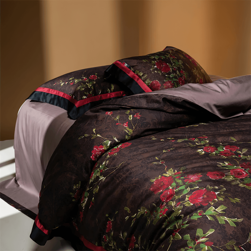 Juego de ropa de cama de edredón de algodón y lyocell rosa vintage
