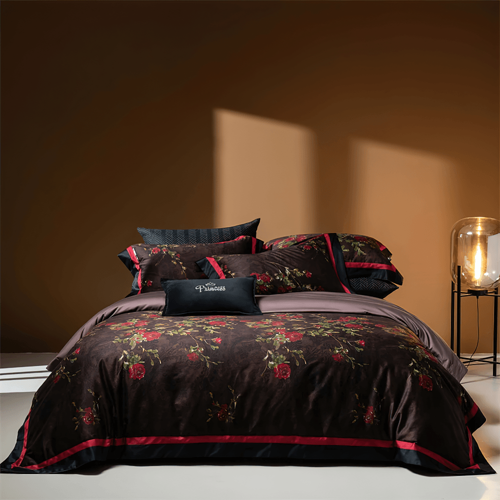 Juego de ropa de cama de edredón de algodón y lyocell rosa vintage