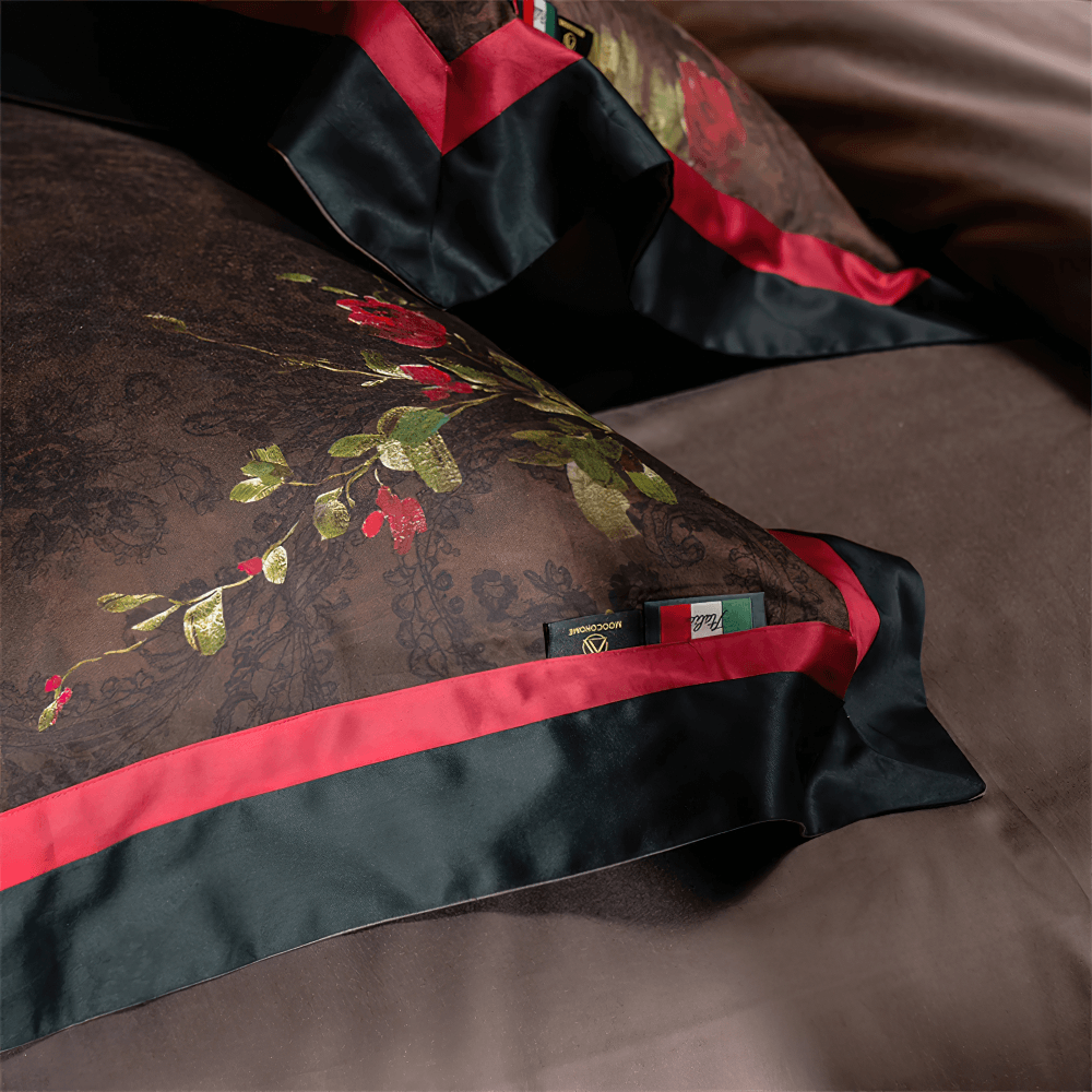 Juego de ropa de cama de edredón de algodón y lyocell rosa vintage