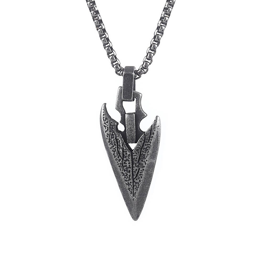Vintage Stainless Steel Arrowhead Pendant Necklace / Fashion Amulet Jewellery - HARD'N'HEAVY