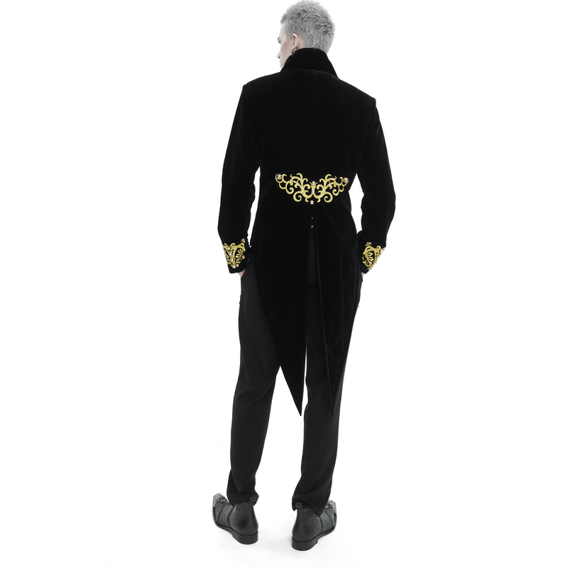 Vintage Stand-Up Collar Tailcoat with Gold Embroidery / Stylish Gothic Clothes - HARD'N'HEAVY