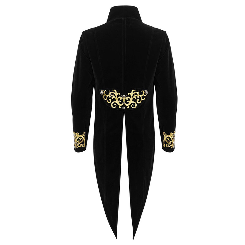 Vintage Stand-Up Collar Tailcoat with Gold Embroidery / Stylish Gothic Clothes - HARD'N'HEAVY