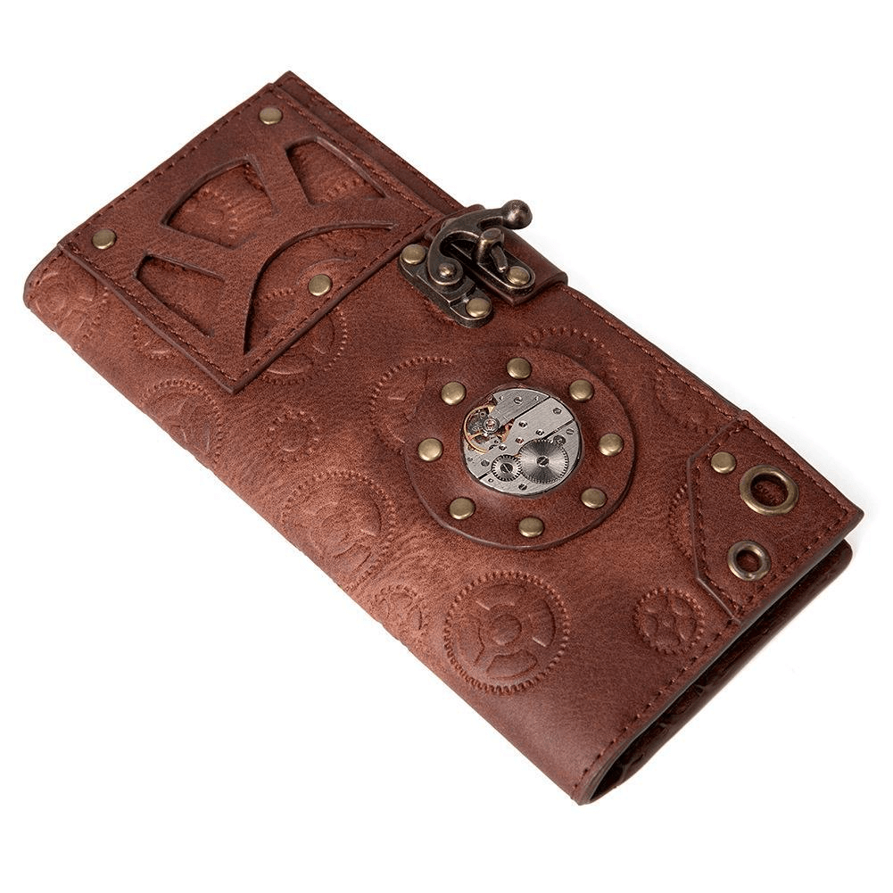 Vintage Steampunk Long Purse Clutch Bag with Gears for Women - HARD'N'HEAVY