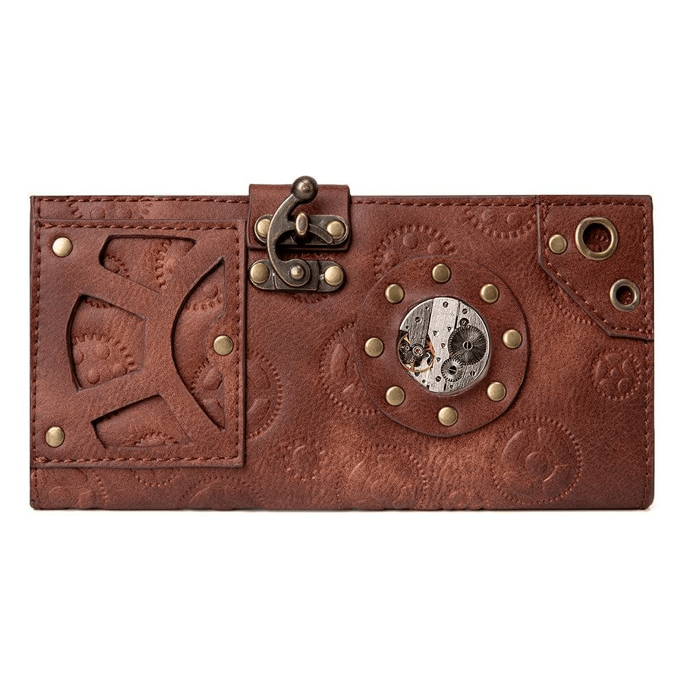 Vintage Steampunk Long Purse Clutch Bag with Gears for Women - HARD'N'HEAVY