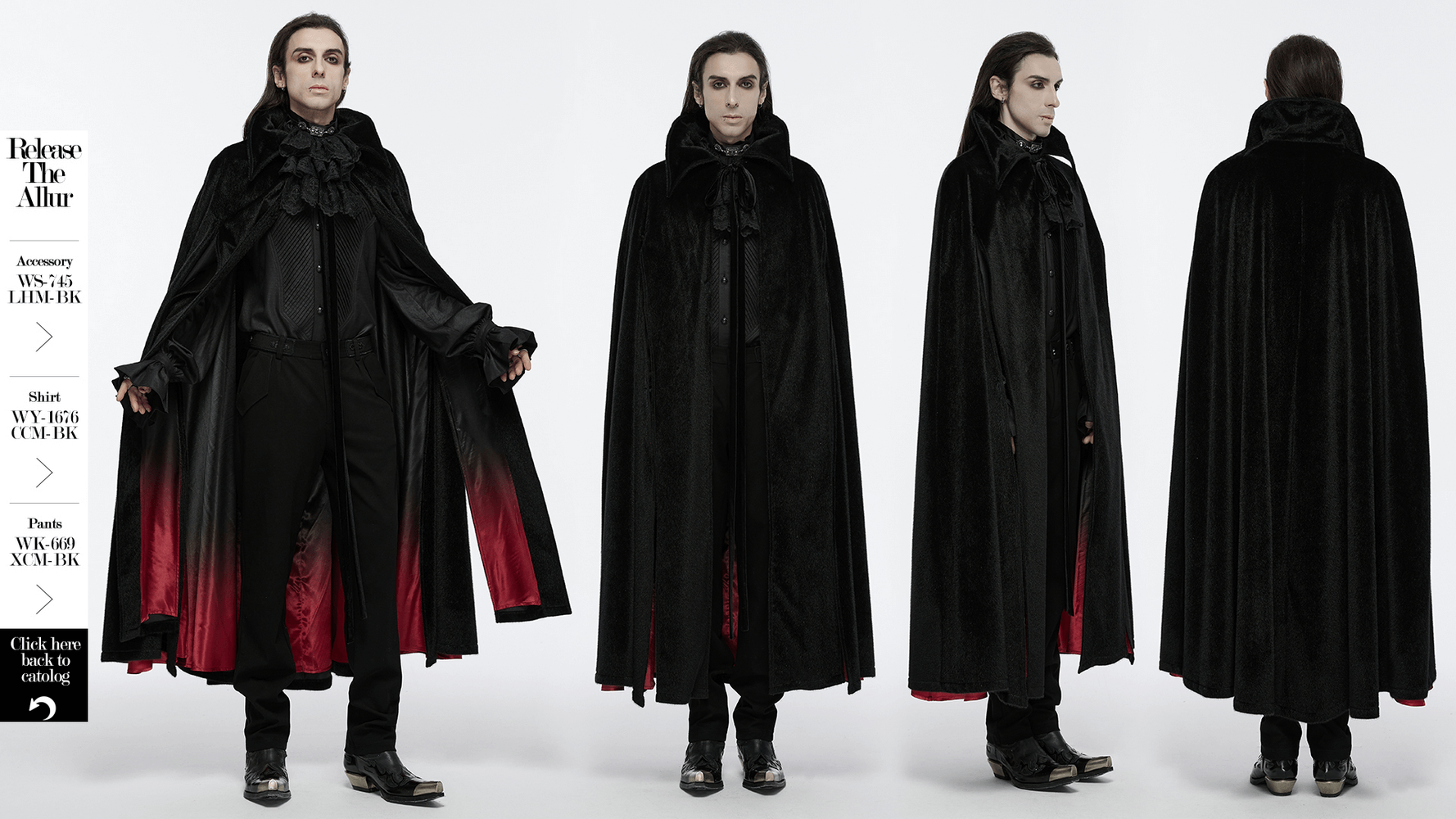 Vintage Vampire Cape with Red Lining and Bat Collar