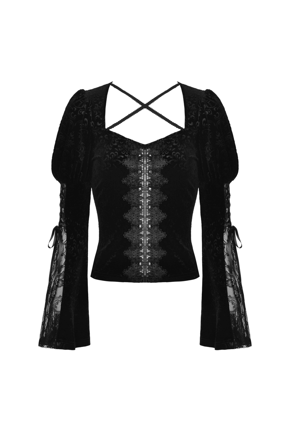 Elegant Velvet Bell Sleeve Gothic Top