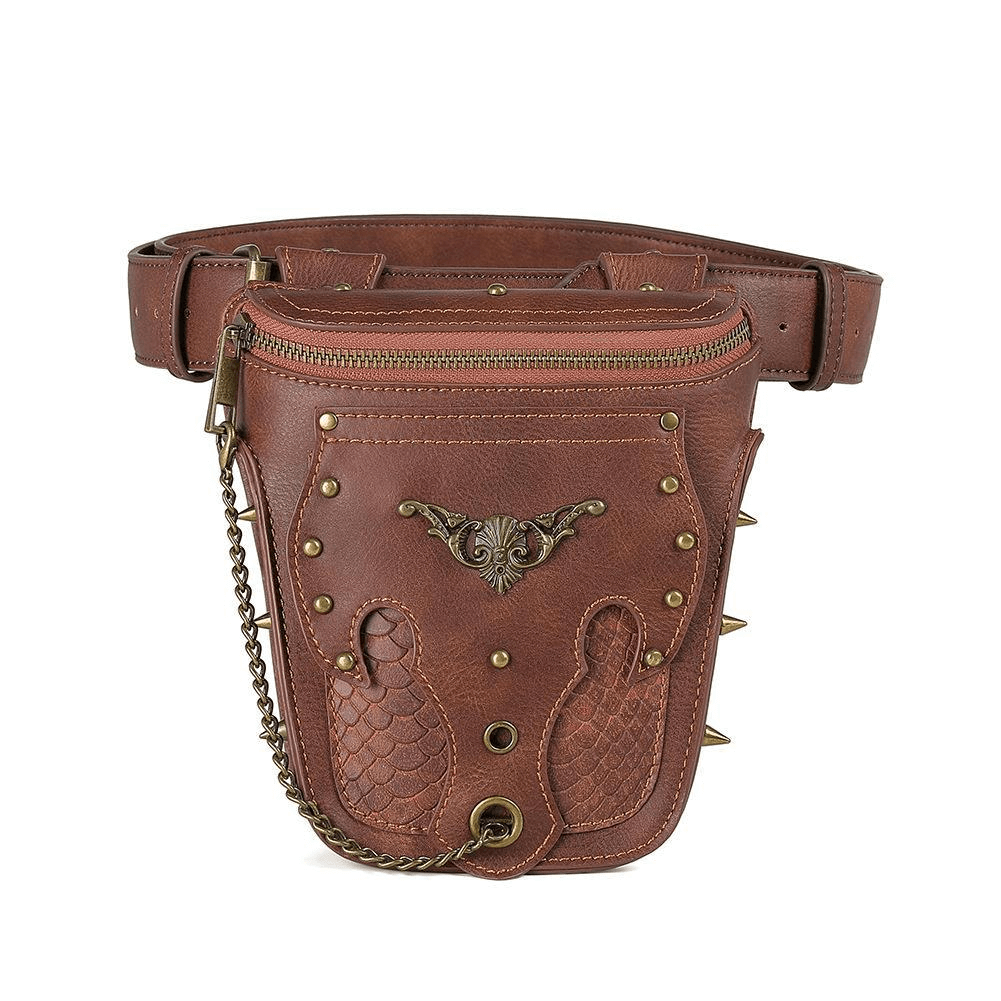 Vintage Women's Crossbody Mobile Phone Bag with Spikes and Chain - HARD'N'HEAVY