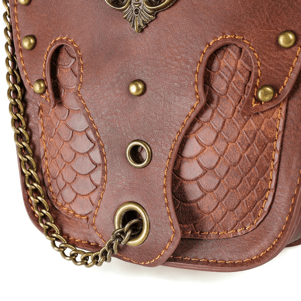 Vintage Women's Crossbody Mobile Phone Bag with Spikes and Chain - HARD'N'HEAVY