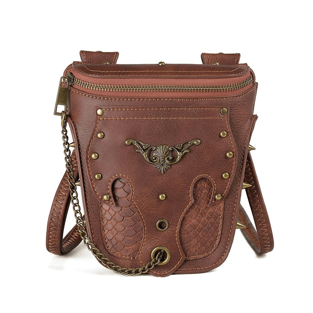 Vintage Women's Crossbody Mobile Phone Bag with Spikes and Chain - HARD'N'HEAVY