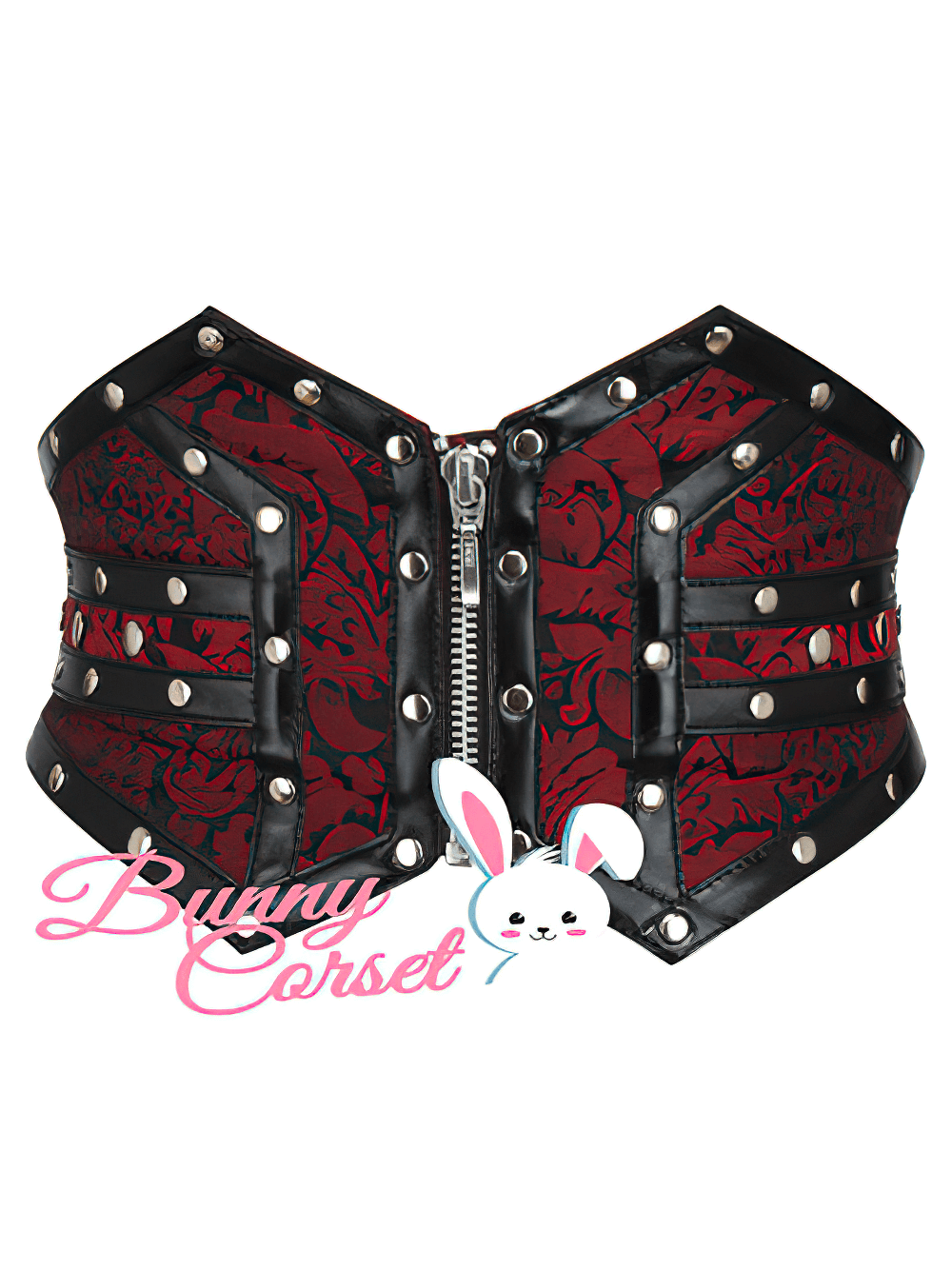 Stylish maroon waist-defining Shyanne corset belt with zipper closure and black faux leather accents.