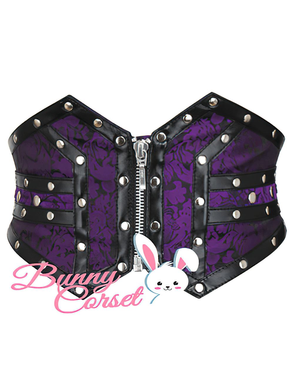 Structured purple Shyanne corset belt with zipper and faux leather accents for a chic silhouette.