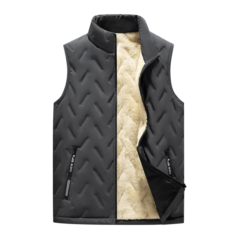 CLEARANCE / Warm Casual Male Lambswool Vest with Stand Collar - SF1500 - HARD'N'HEAVY