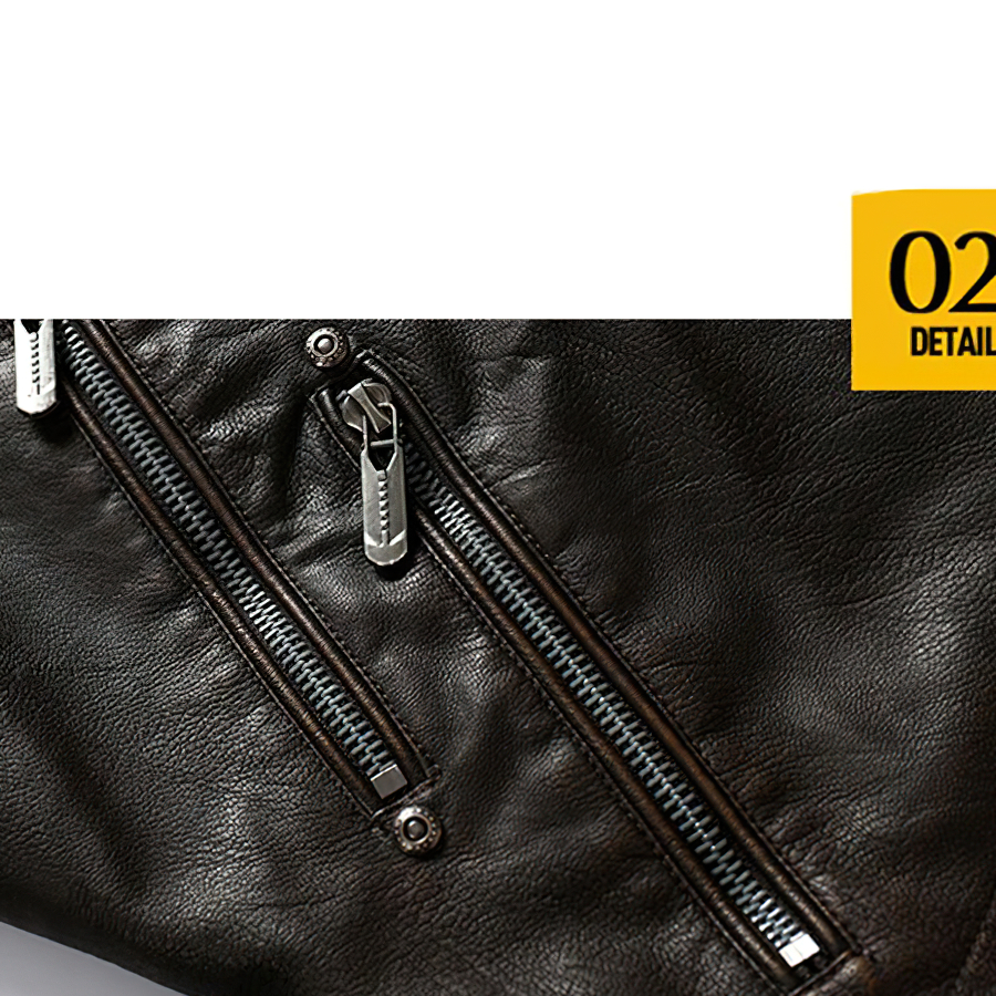 Warm PU Leather Jacket For Men / Motorcycle Jacket With Stand Collar - HARD'N'HEAVY