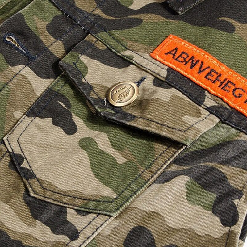 Water Washed Single-Breasted Camouflage Vest / Male Slim Sleeveless Top with Badge - HARD'N'HEAVY