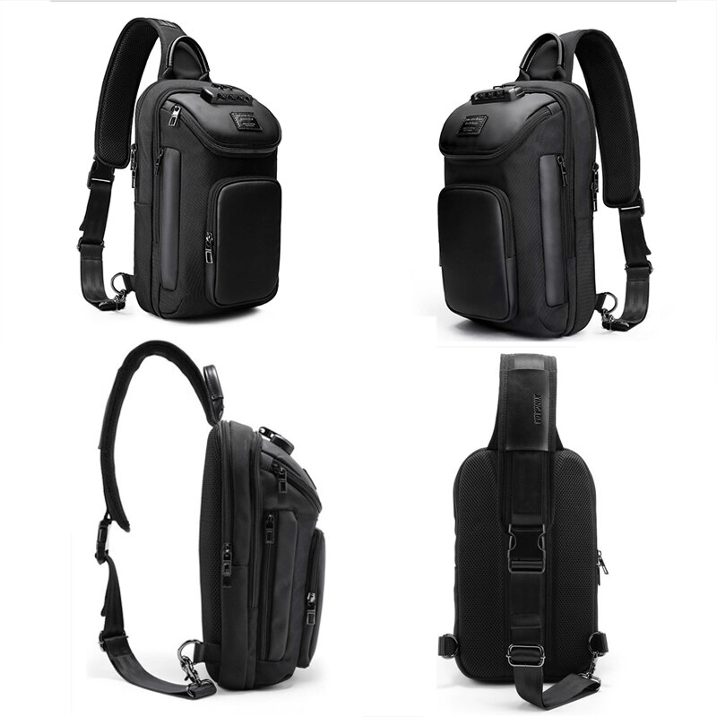 Waterproof multifunction shoulder bag for men, stylish crossbody design with large capacity.