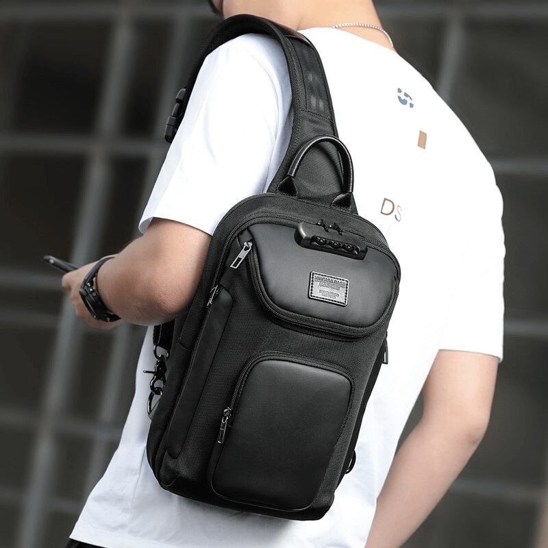 Stylish waterproof multifunction shoulder bag for men, perfect for daily essentials and casual outings.