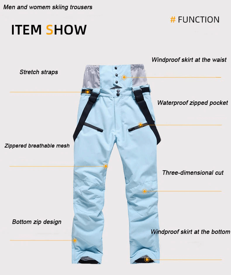 CLEARANCE / Waterproof Warm Snowboarding Trousers with Waist Protection - SF0688 - HARD'N'HEAVY