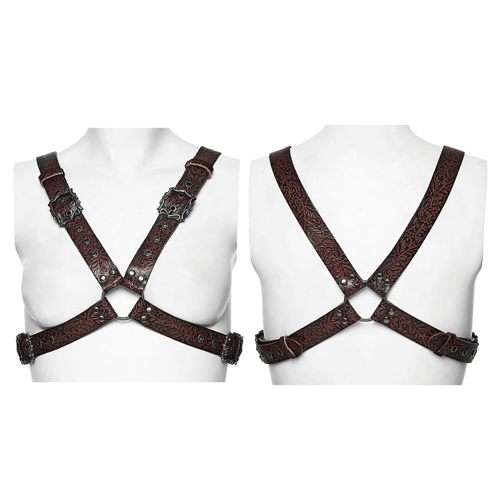 Western-Gothic-Lederharnisch mit geprägten Details