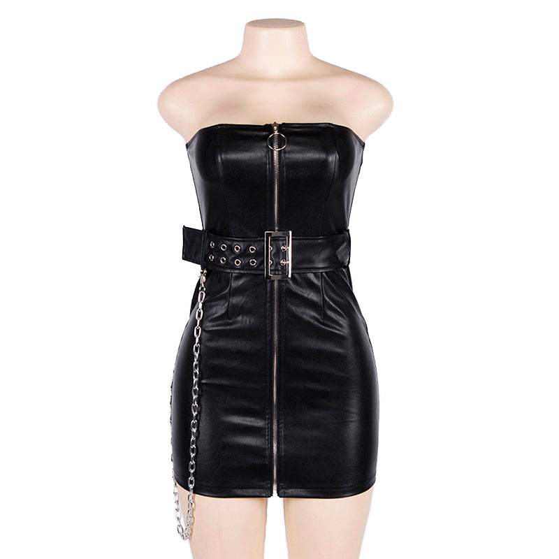 What to Wear to a Concert / Zipper Corset Dress with Sash and Chain in Gothic Style - HARD'N'HEAVY