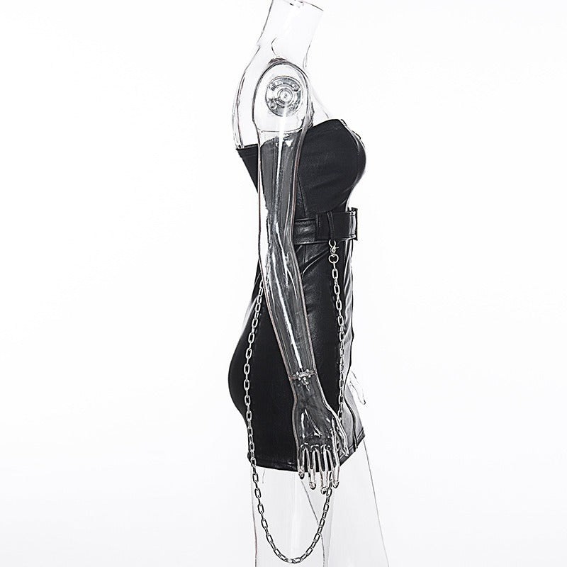 What to Wear to a Concert / Zipper Corset Dress with Sash and Chain in Gothic Style - HARD'N'HEAVY