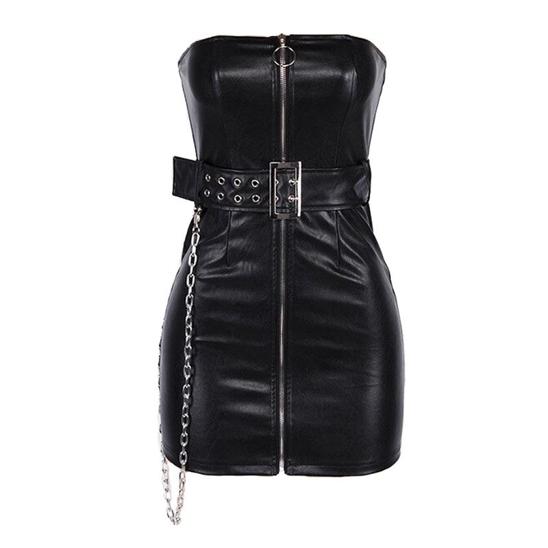 What to Wear to a Concert / Zipper Corset Dress with Sash and Chain in Gothic Style - HARD'N'HEAVY