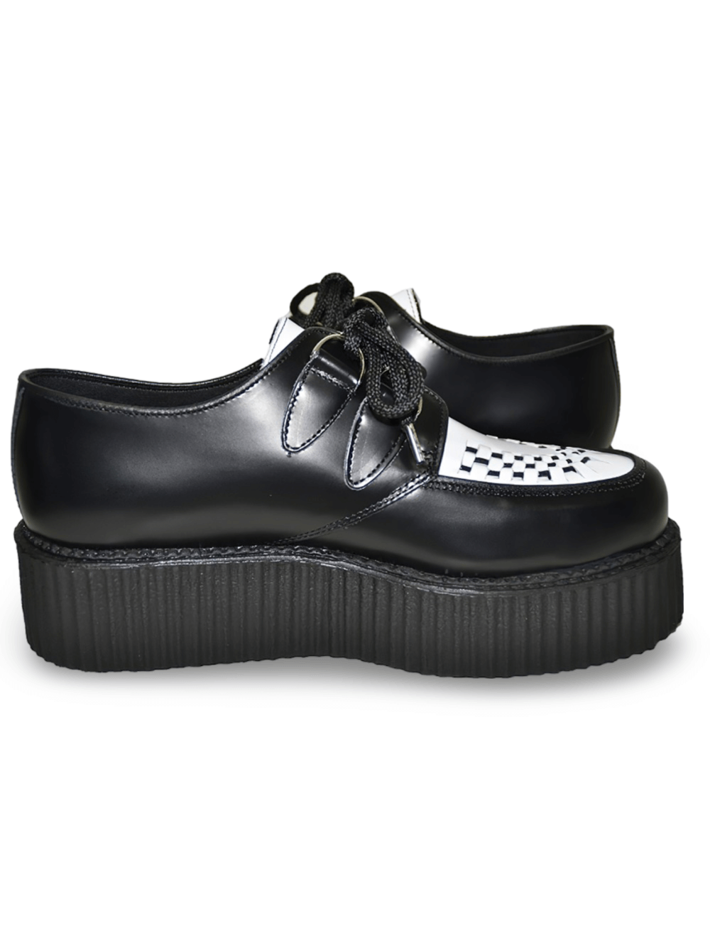 White And Black Creepers with Double Sole And Lace-Up