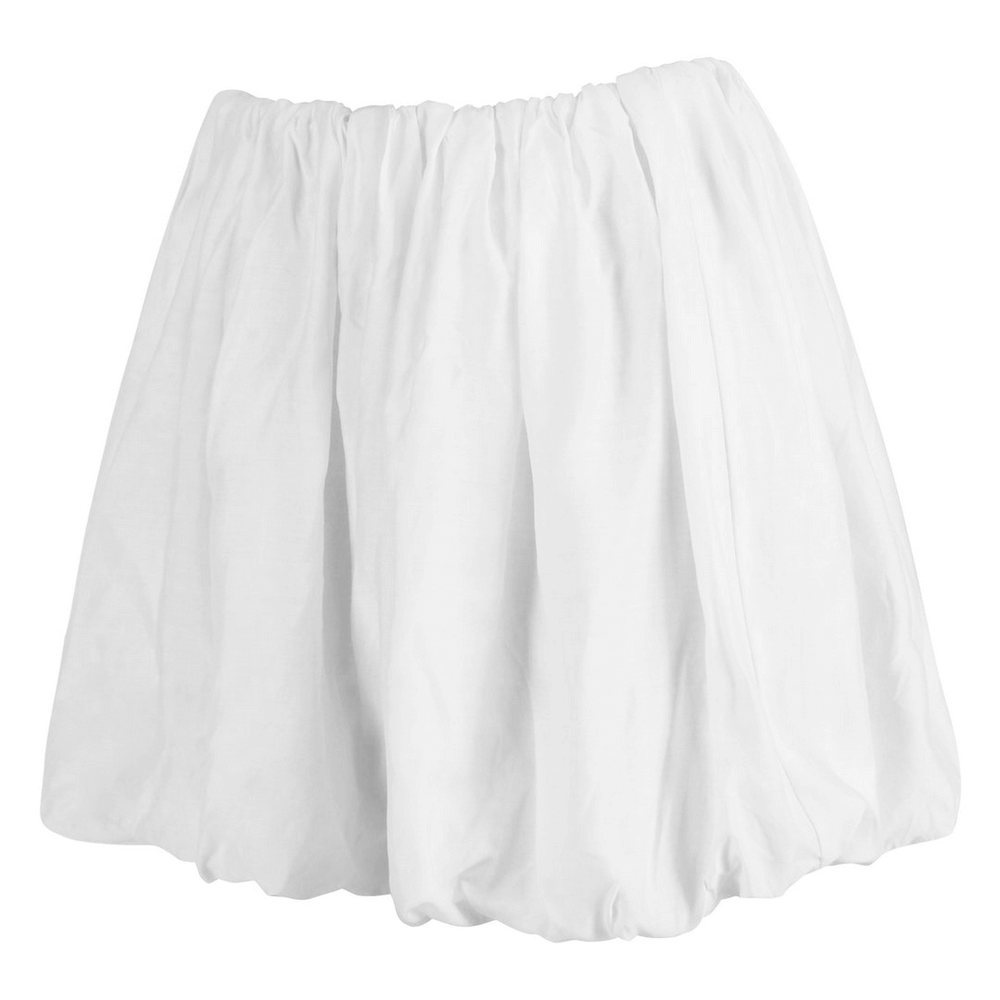 White Bubble Mini Skirt with Voluminous Flared Hem showcasing an airy and playful silhouette.