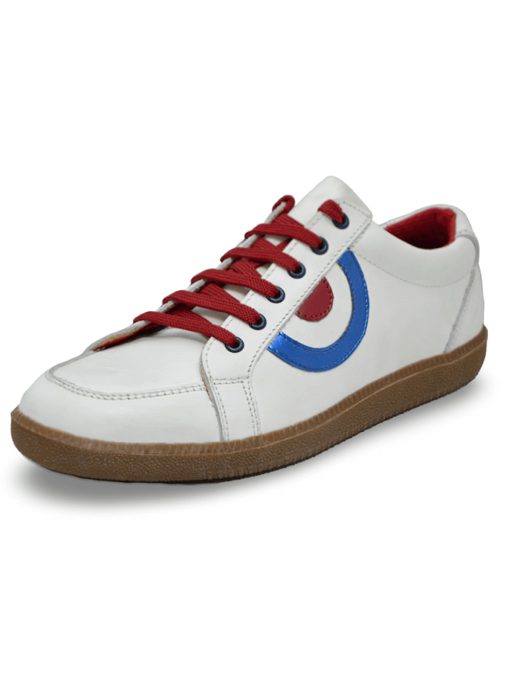 White Grained Leather Unisex Sneakers with Platform Sole