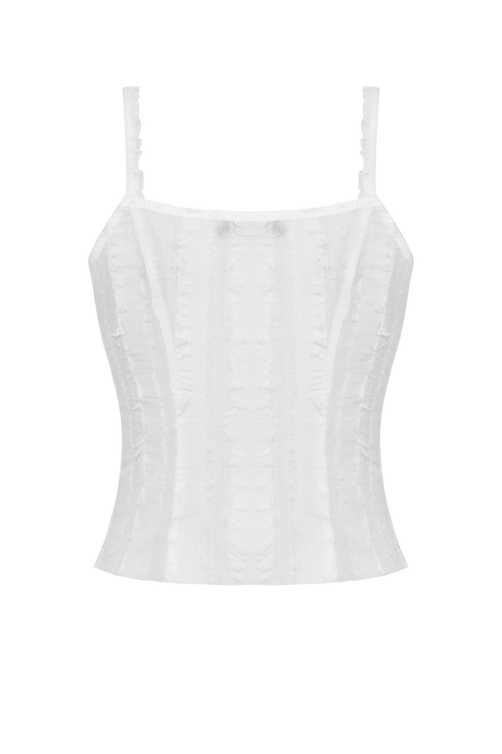 White Sleeveless Crop Top with Black Lace-Up on Front