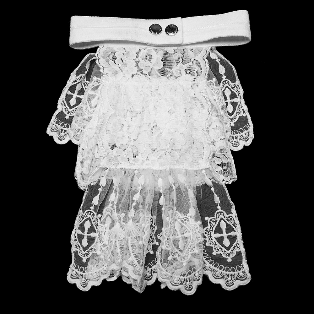 White Victorian Lace Neck Ruffle with Gothic Charm showcasing exquisite lace and elegant design.