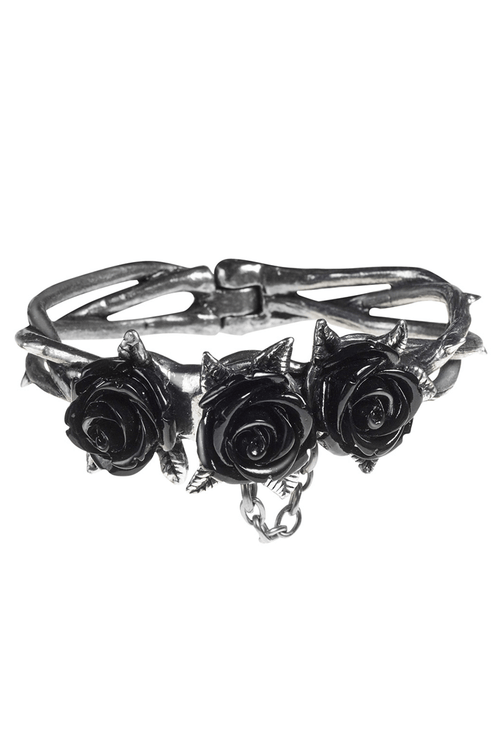 Wild Black Rose Bracelet with Thorny Vine Design